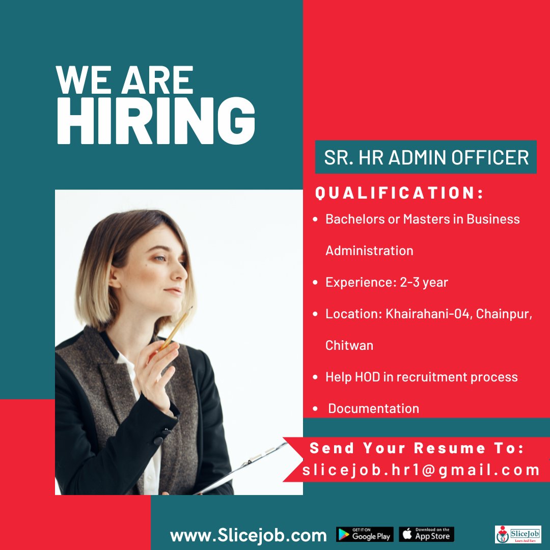 𝐒𝐫. 𝐇𝐑 𝐀𝐧𝐝 𝐀𝐝𝐦𝐢𝐧 𝐎𝐟𝐟𝐢𝐜𝐞𝐫 𝐍𝐞𝐞𝐝𝐞𝐝 𝐚𝐭 𝐋𝐢𝐟𝐞 𝐅𝐨𝐨𝐝 & 𝐁𝐞𝐯𝐞𝐫𝐚𝐠𝐞 𝐏𝐯𝐭 𝐋𝐭𝐝 𝐢𝐧 𝐂𝐡𝐢𝐭𝐰𝐚𝐧, 𝐍𝐞𝐩𝐚𝐥
#slicejob #jobsinnepal #jobopening