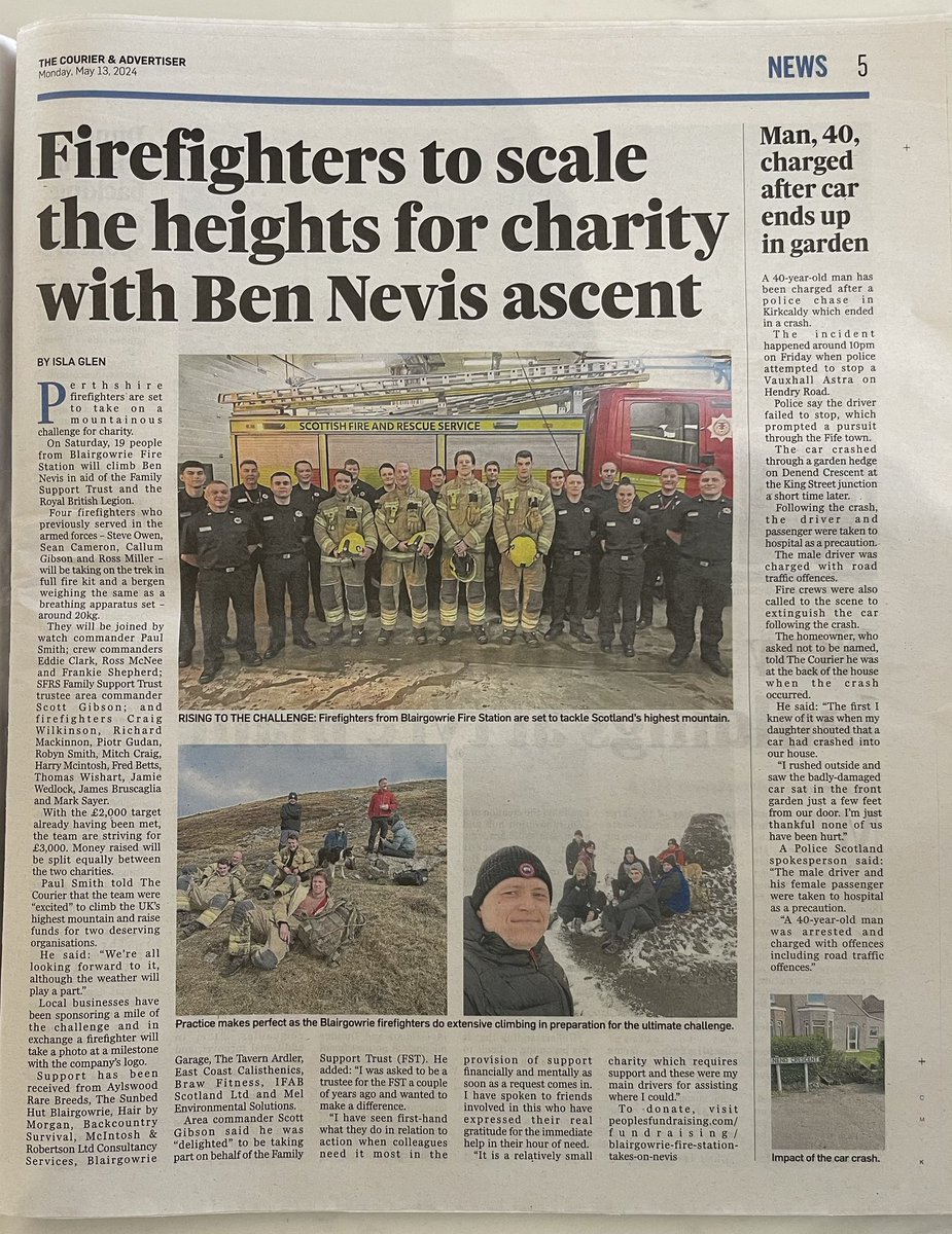 HOT OFF THE PRESS..📰

Great to see our Ben Nevis climb getting some local news coverage from <a href="/thecourieruk/">The Courier</a> before Saturday 😃

We have raised over £2,500 with less than a week to go. There is still time sponsor if you are able ❤️

peoplesfundraising.com/fundraising/bl…

🗻