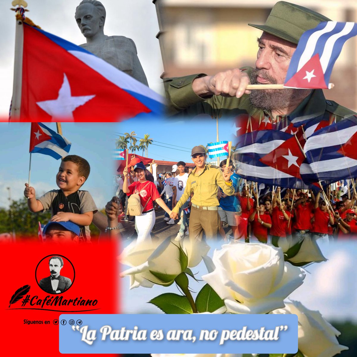 @cafemartiano @DiazCanelB @InesMChapman @TeresaBoue @EVilluendasC @agnes_becerra @H_Cubana @mimovilespatria @QbaDCorazon_ @ValoresTeam1 @IzquierdaPinera Buenos días #CaféMartiano, por la patria el mayor deber: ✍️¡El que deja de hacer, en las cosas de la patria, todo lo que puede hacer, es traidor a la patria”. Aniversario 129 de la caída en combate de José Martí. #CubaViveEnSuHistoria