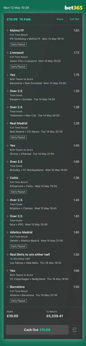 🤴⚽️ ACCA GIVEAWAY ⚽️🤴

Starts at 6pm tonight 🏆 

If the below ACCA wins, I will give £100 to 3 people 😮‍💨

Longshot but you never know🤞🏻 

👉 Follow <a href="/KingBetBuilder1/">King Bet Builder</a> 
👉 ❤️ this tweet 
👉 🔄 this tweet

Follow the 3 steps above to be in with a chance of winning! Good Luck 🍀