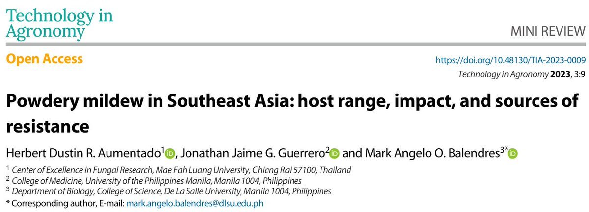 #TIA 🍃Powdery mildew threat in SE Asia: Identifying hosts, impacts & #resistance sources. Critical for sustainable #agriculture. @PlantSciRes #AgriResilience Details: maxapress.com/article/doi/10…