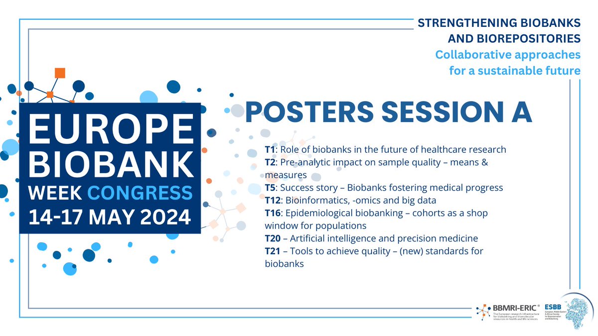 👀 Don’t miss #EBW24 posters session A.

🔗 Download posters here: europebiobankweek.eu/wp-content/upl…