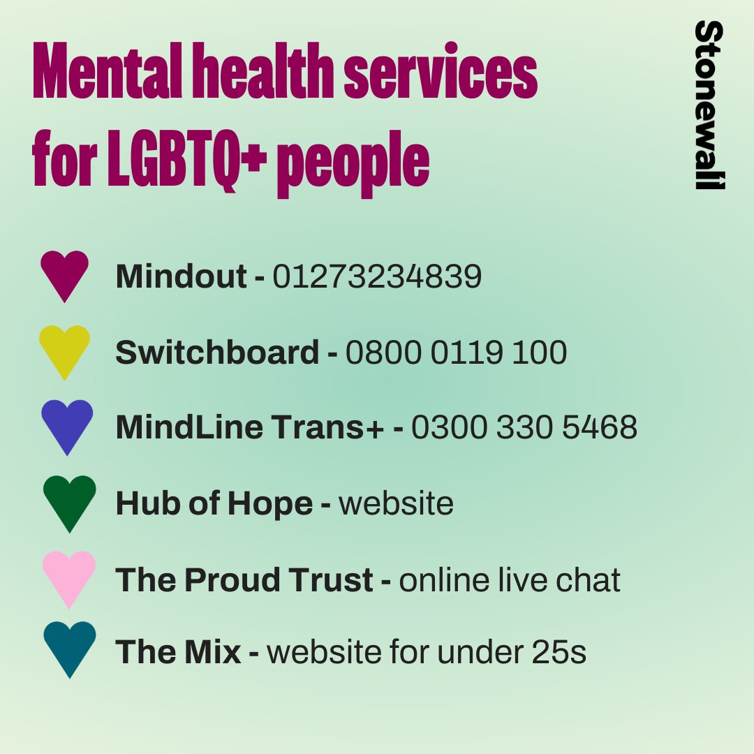 💚 Today marks the start of #MentalHealthAwarenessWeek. 💭 LGBTQ+ people are at a higher risk of experiencing common mental health problems: bit.ly/3y99L8L. But if you're struggling, help is out there. Find mental health support ▶️ bit.ly/3wt2vnQ.