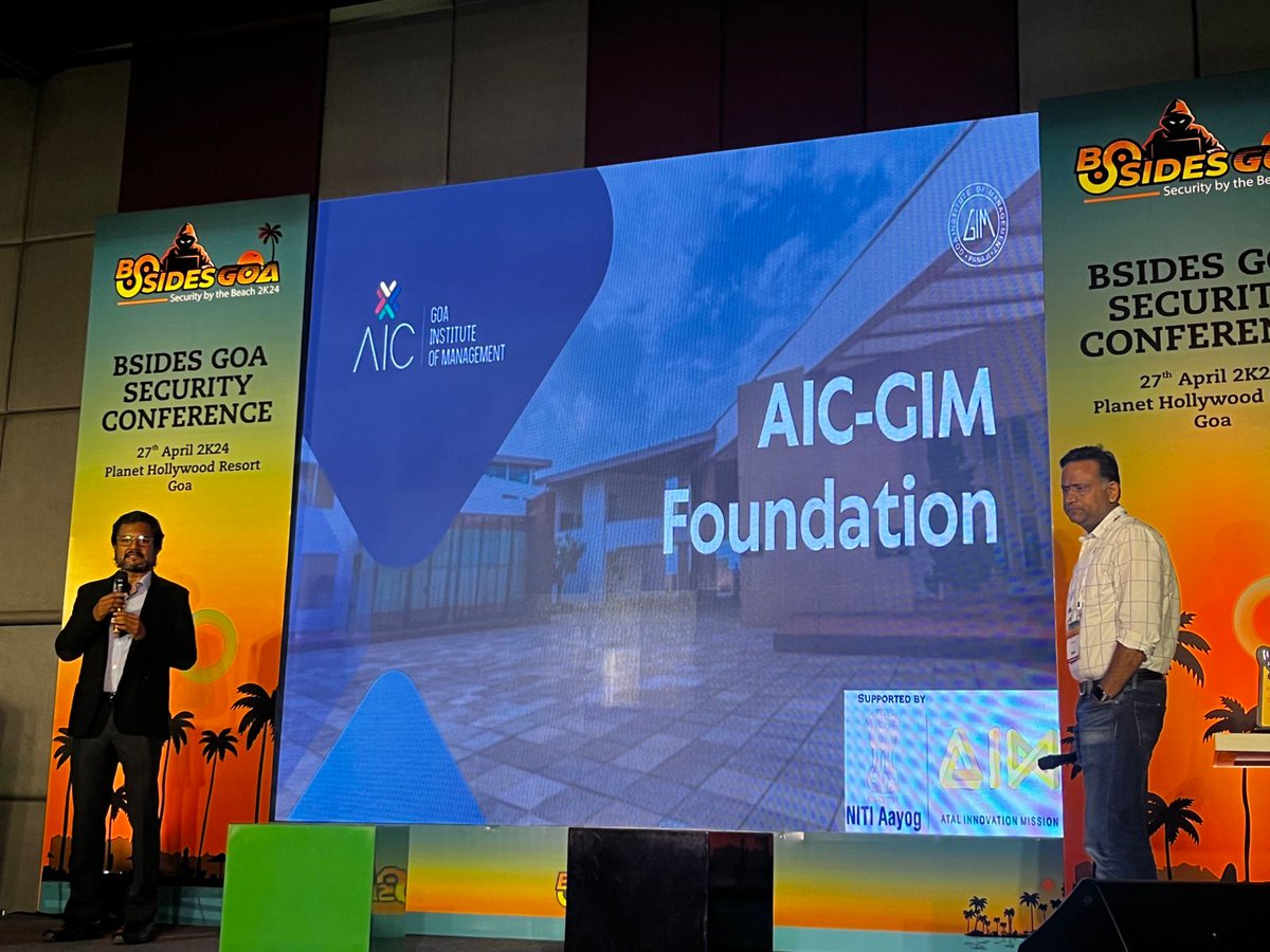 AIC-GIM Foundation (@aicgim) on Twitter photo AIC-GIM was thrilled to be a part of <a href="/bsidesgoa/">BSides Goa</a> #conference! It provided individuals & #startups an opportunity to #network, & #connect with industry experts, & enablers in the #ecosystem
AIC-GIM co-hosted the Startup Spectacle, offering pitch opportunities & support for startups AIC-GIM was thrilled to be a part of <a href="/bsidesgoa/">BSides Goa</a> #conference! It provided individuals & #startups an opportunity to #network, & #connect with industry experts, & enablers in the #ecosystem
AIC-GIM co-hosted the Startup Spectacle, offering pitch opportunities & support for startups