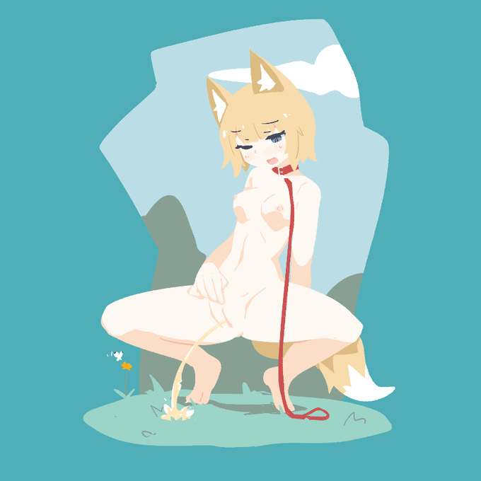 (R-18)(お題箱)リサチャンがリード付き首輪の全裸で野外露出放尿をお願いします 