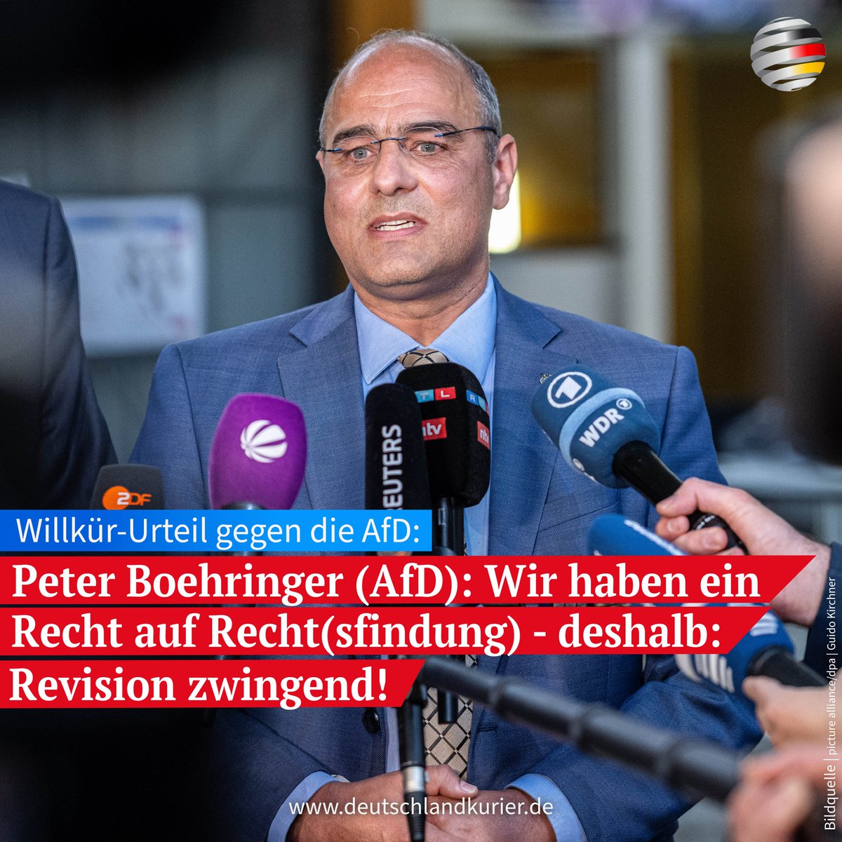 Willkür-Urteil gegen die @AfD: Peter Boehringer (AfD): Wir haben ein Recht auf Recht(sfindung) - deshalb: Revision zwingend! @PeterBoehringer (AfD), Mitglied des Deutschen Bundestages und stellvertretender Bundesvorsitzender der Partei, hat angekündigt, die AfD werde gegen das