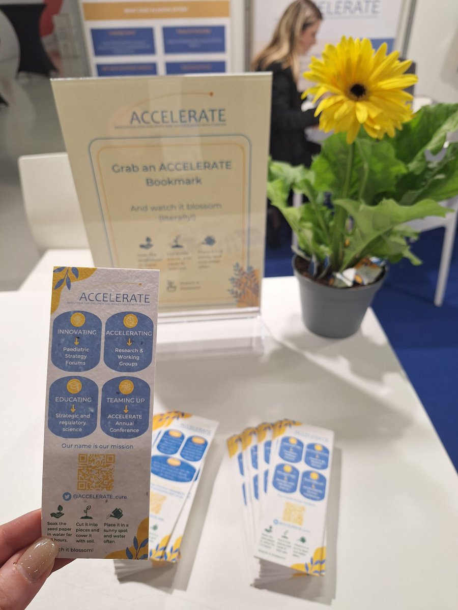 #SIOPEurope2024 has oficially kicked off!

Swing by our booth for a cup of tea and discover more about ACCELERATE🎗️

Don't forget to get your bookmark and watch it blosom 🌻
@SIOPEurope
#ChildhoodCancer #DrugDevelopment