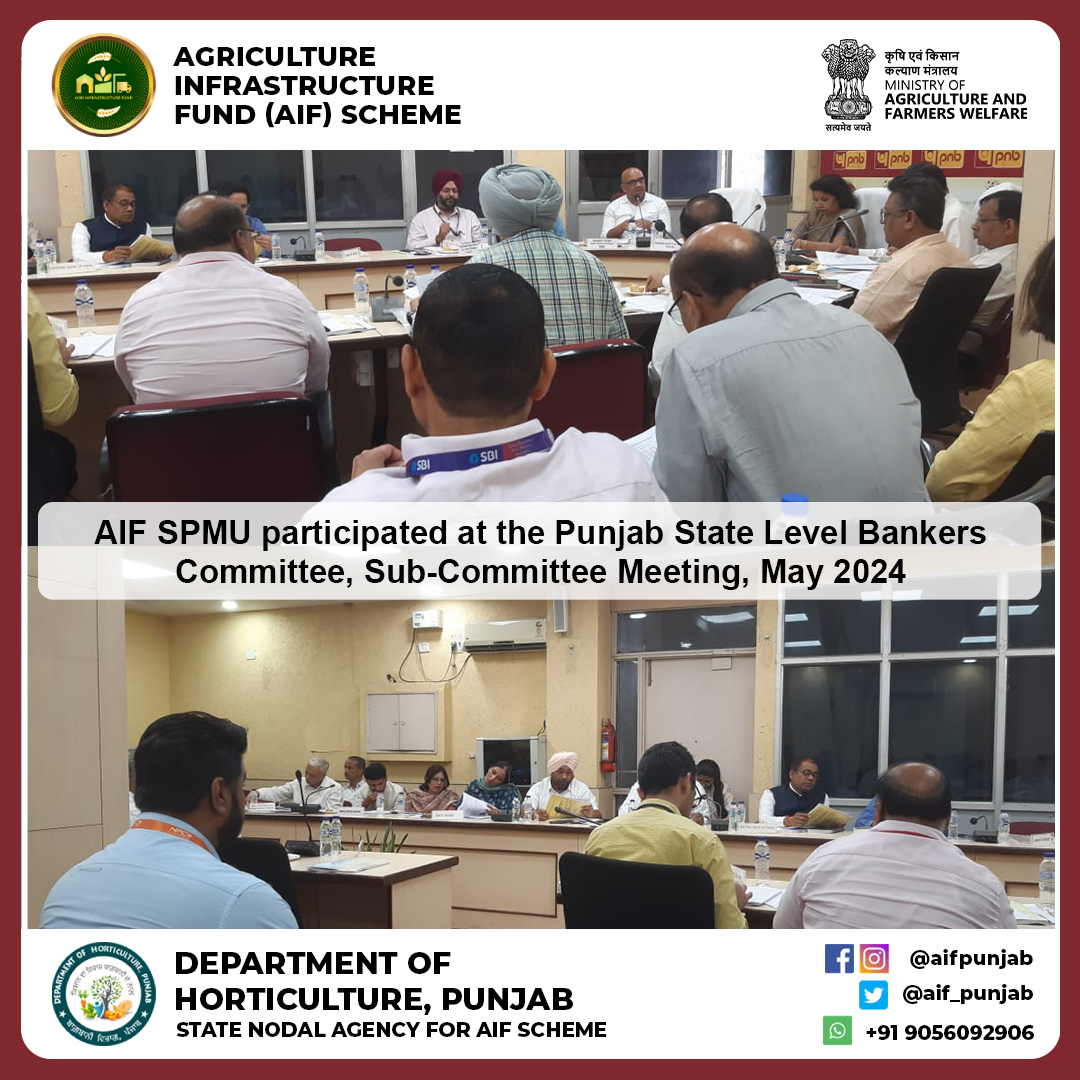 AIF Punjab participated at the Sub Committee Meet organized by the SLBC to discuss scheme updates, progress and geo tagging with bankers of the state. @AgriInfraFund @AgriGoI @Sampraveen0406 @KaurRavdeep