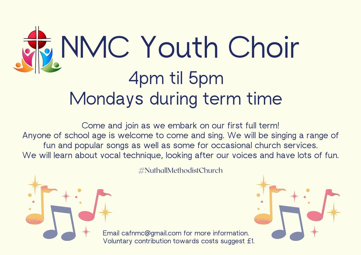 Do you love singing? 
Do you want to learn how to protect your voice whilst enjoying singing? 
Come and join us at #NuthallMethodistChurch