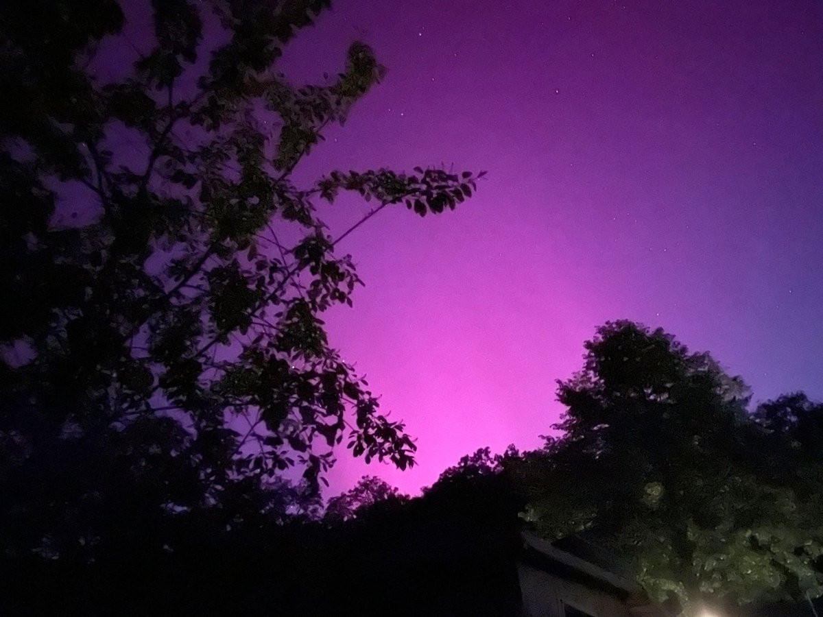 Life surprised me this weekend:

I went camping away from the city and didn't know anything about a solar storm/ polar lights happening on that day.

On Friday evening, I saw the whole sky slowly turn pink and purple. I have never been so mesmerized.  #serendipity #polarlichter