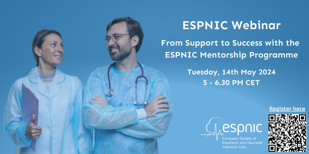 📢 We hope to see you tomorrow for our webinar on the ESPNIC Mentorship Program!

➡️Registration: us02web.zoom.us/.../791.../WN_…

#PedsICU #neonatology #neonatalcare #paediatrics #mentorship