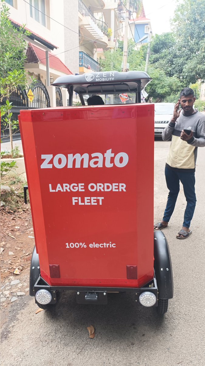 Thumbs up to @zomato for embracing electric vehicles for large deliveries #Bengaluru