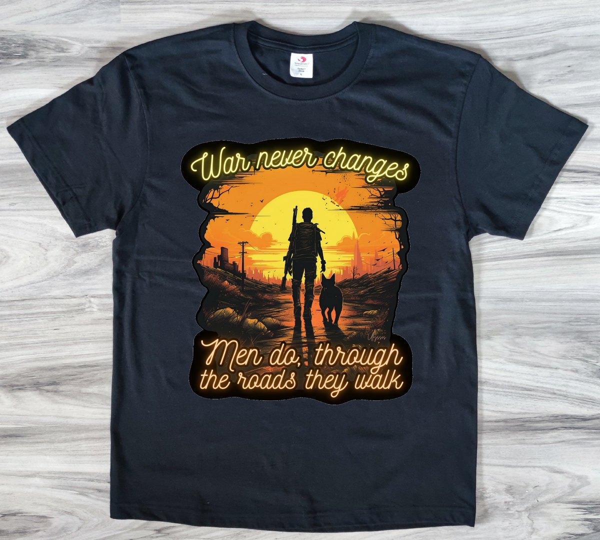 Excited to share the latest addition to my #etsy shop: War Never Changes Original Design Graphic Tee feat. Lone Wanderer and Dogmeat - etsy.me/3QJZgzb

#black #streetwear #shortsleeve #crew #organiccotton #lonewanderer #graphictee #fanart #creativedesign #Fallout