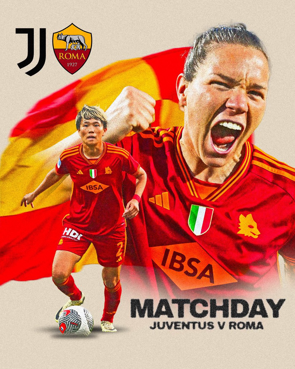 Matchday on a Monday! ✊ 🆚 Juventus 🏆 Scudetto Pool 🏟️ Pozzo-Lamarmora Stadium ⏰ 18:00 CEST 🟡 DAJE ROMA DAJE 🔴 #ASRomaWomen
