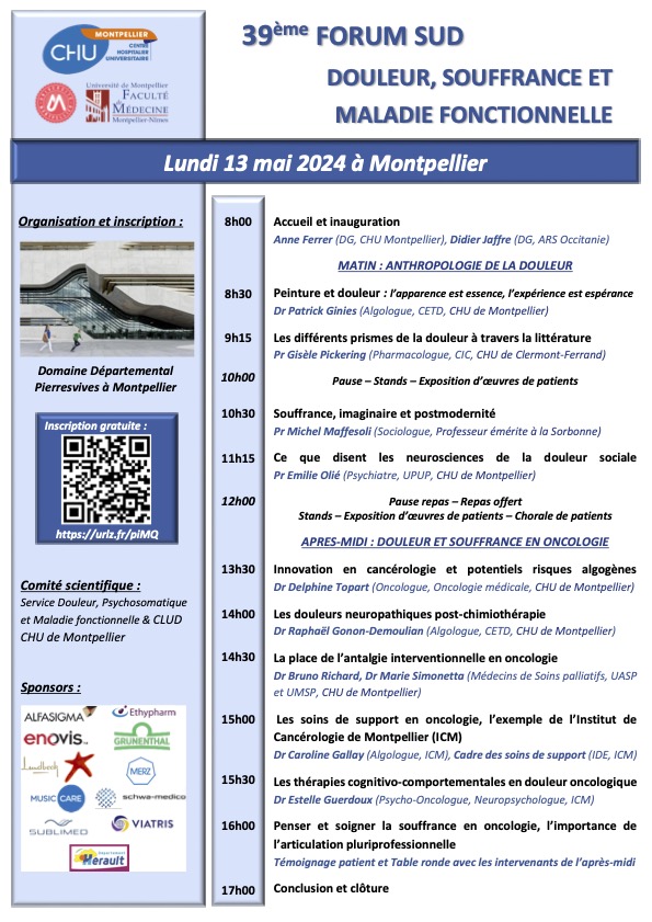 Montpellier 13 mai. 'Souffrance et postmodernité'