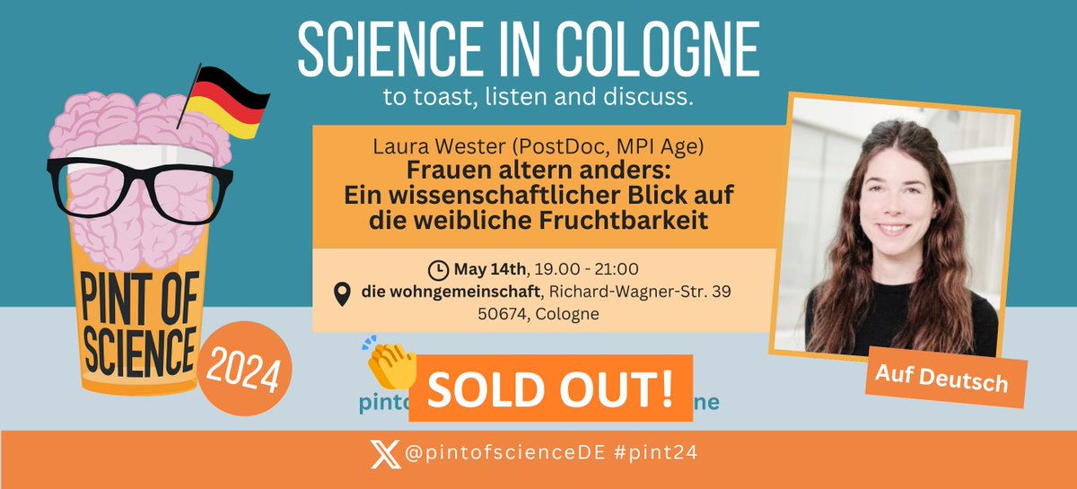 🍻🧠🤓 🇩🇪 Das @pintofscienceDE Event startet heute: 3 Nächte voller großartiger #Wissenschaft für Alle! 🇬🇧 Pint of Science #Cologne starts today: 3 nights of great #science for everyone! 👏 Danke / Thanks @AnnamariaRegin3 @fetzli @SNiftullayev 🔬 #pint24de @MPIAGE @UniCologne