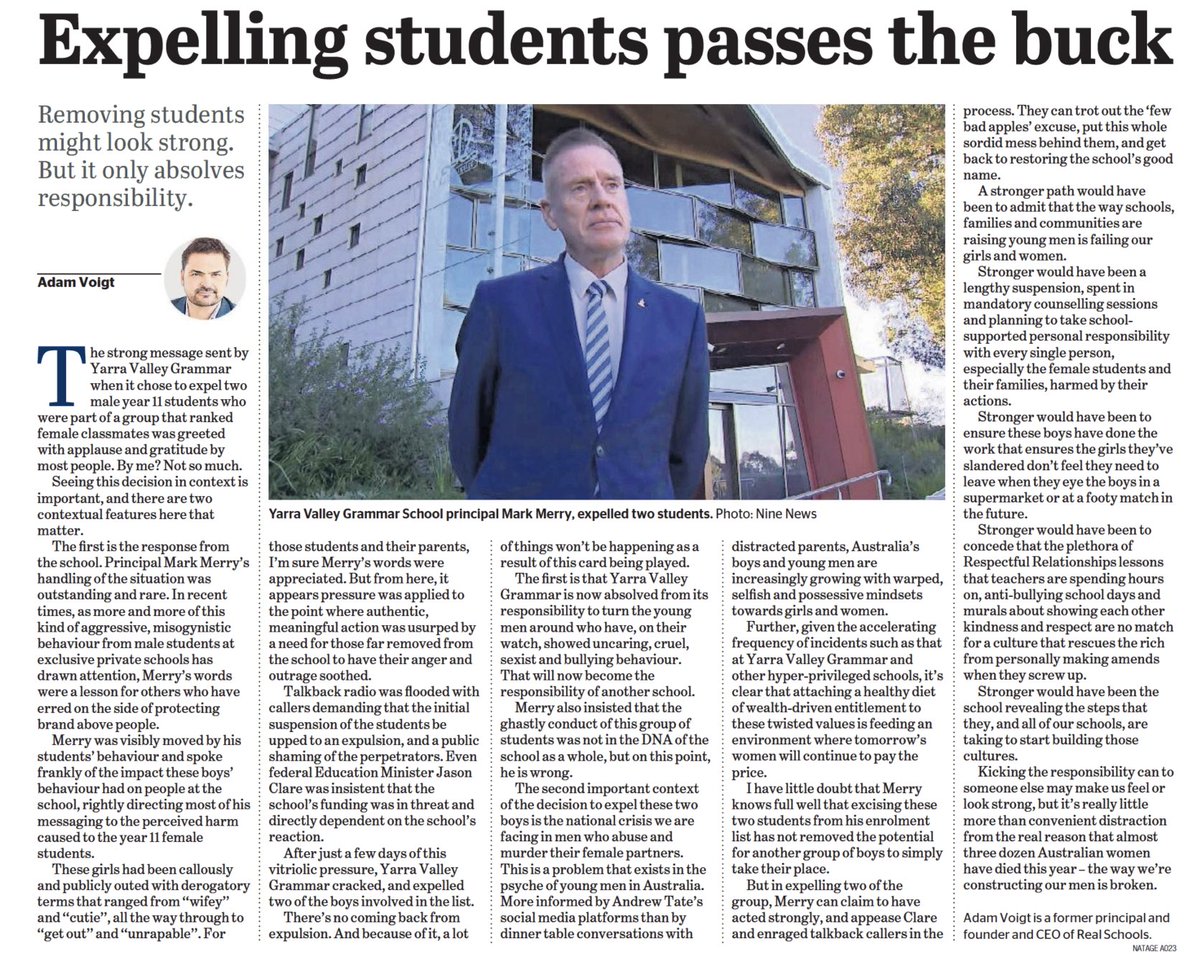 RealSchools1's tweet image. Expelling students might appease the masses, but all it really does is absolve responsibility.

#restorativepractices #culturefirst