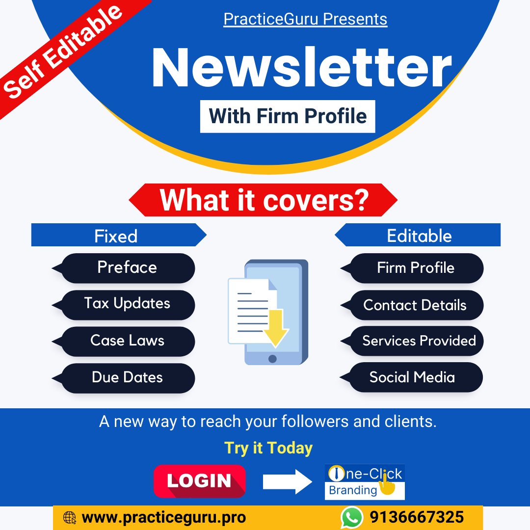 📢 Exciting news! Keep your Clients updated with a detailed newsletter with your Branding!  🌟📚 Don't miss out! Register now through the link in our bio/profile. 📲🔗 

 #cafirm
#capractice
#ca
#charteredaccountant
#taxconsultant
#taxprofessional
#taxpreparer
#incometax
#audits