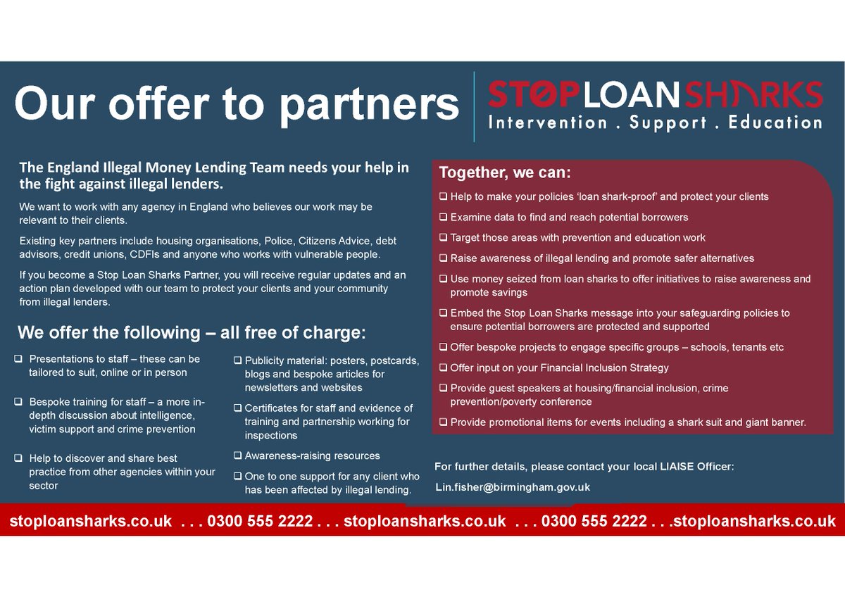 During the cost-of-living crisis many take the risks they usually wouldn’t to care for their families. People borrow from unscrupulous criminals who prey off the weak because they are desperate. We work with <a href="/SLSEngland/">Stop Loan Sharks England</a> and other orgs to help protect vulnerable people.