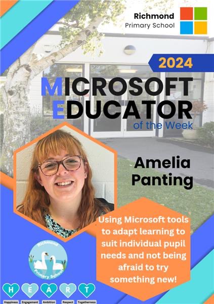 Congratulations to our ME of the Week, Miss Panting For excellent use of @MicrosoftEDU @MicrosoftLearn tools @flip @CanvaEdu @MicrosoftTeams to provide #equitable #learning opportunities for all our children! #MIEExpert #edtech #TrustInStour @OneNoteEDU