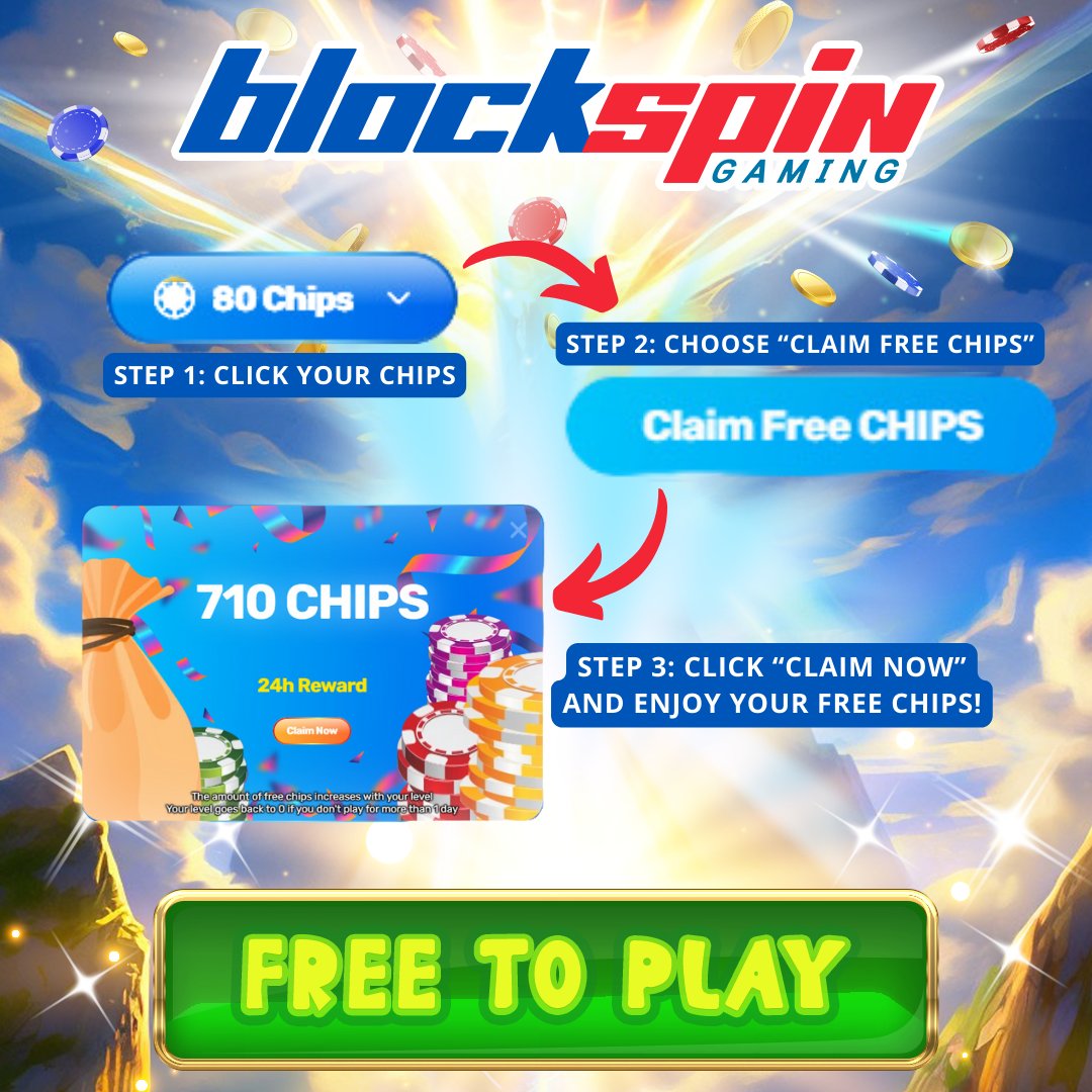 🚨BLOCKSPINGAMING TIPS🚨
🆓Play @BlockSpinGaming now for FREE and get your daily FREE chips by following these steps below:

Step 1: Click your chips
Step 2: Choose 'Claim Free CHIPS'
Step 3: Click 'Claim Now' and start playing games

#freetoplay #freeslots #BIGWIN