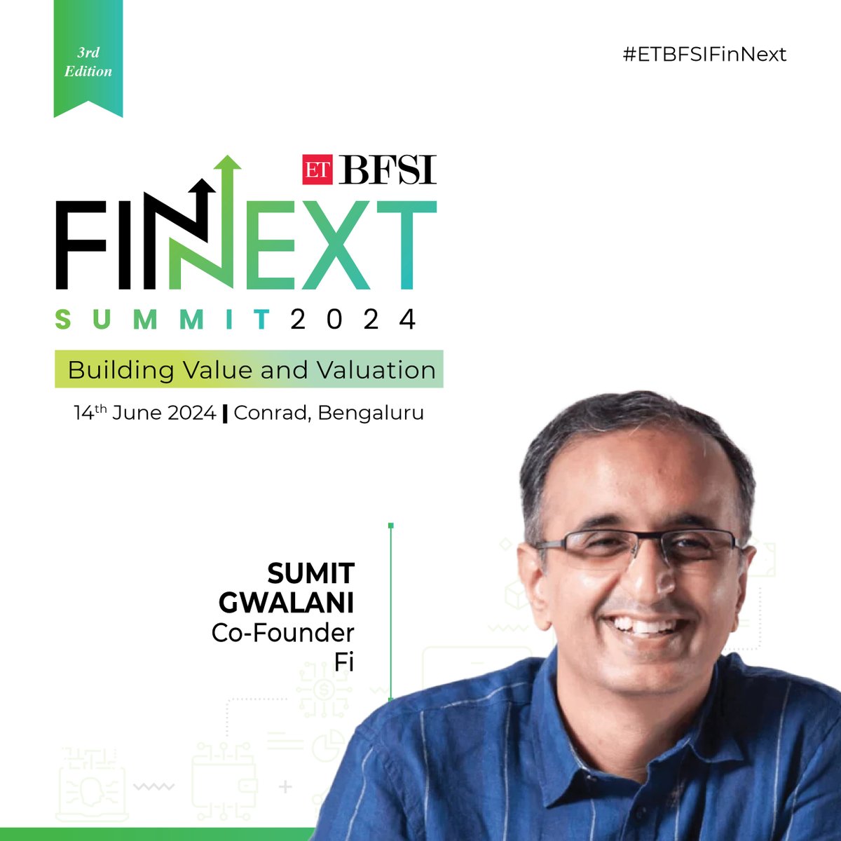 Thrilled to welcome @Sumitpgwalani, Co-Founder of Fi, to the spotlight at ETBFSI Finnext Summit in Bengaluru! 🚀 

Get ready for an insightful session that will inspire change! 💼

Know more- bit.ly/4a85nEd

#ETBFSI #ETBFSIFINNEXT #FINNEXT #Fintech #DigitalLending