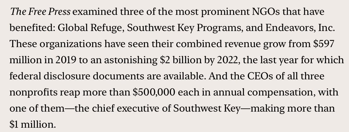 Guys. 'Nonprofits Are Making Billions off the Border Crisis' from @TheFP is....wild. This is being done with your tax dollars, in your name.