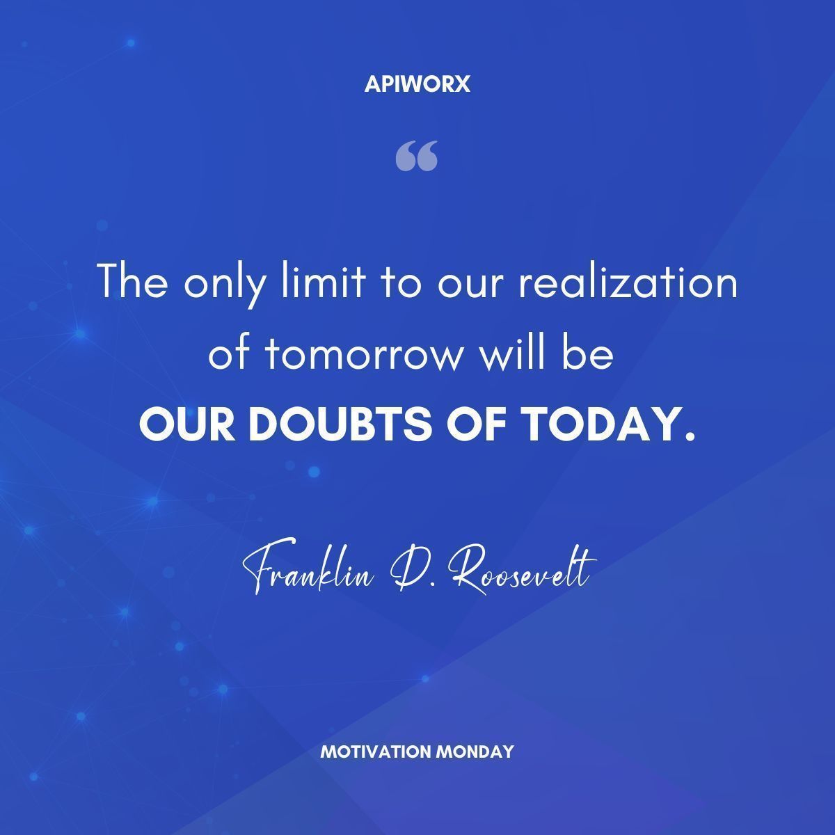 Let's leave our doubts behind and step into a limitless tomorrow. 🚀 

#DreamBig #FutureFocused #InnovationInspiration #Apiworx #BreakTheBoundaries #LimitlessLiving #EmpowermentEveryday #SuccessStartsNow #GoalGetter #AmbitionInAction #TechTrendsetter #MondayMindset
