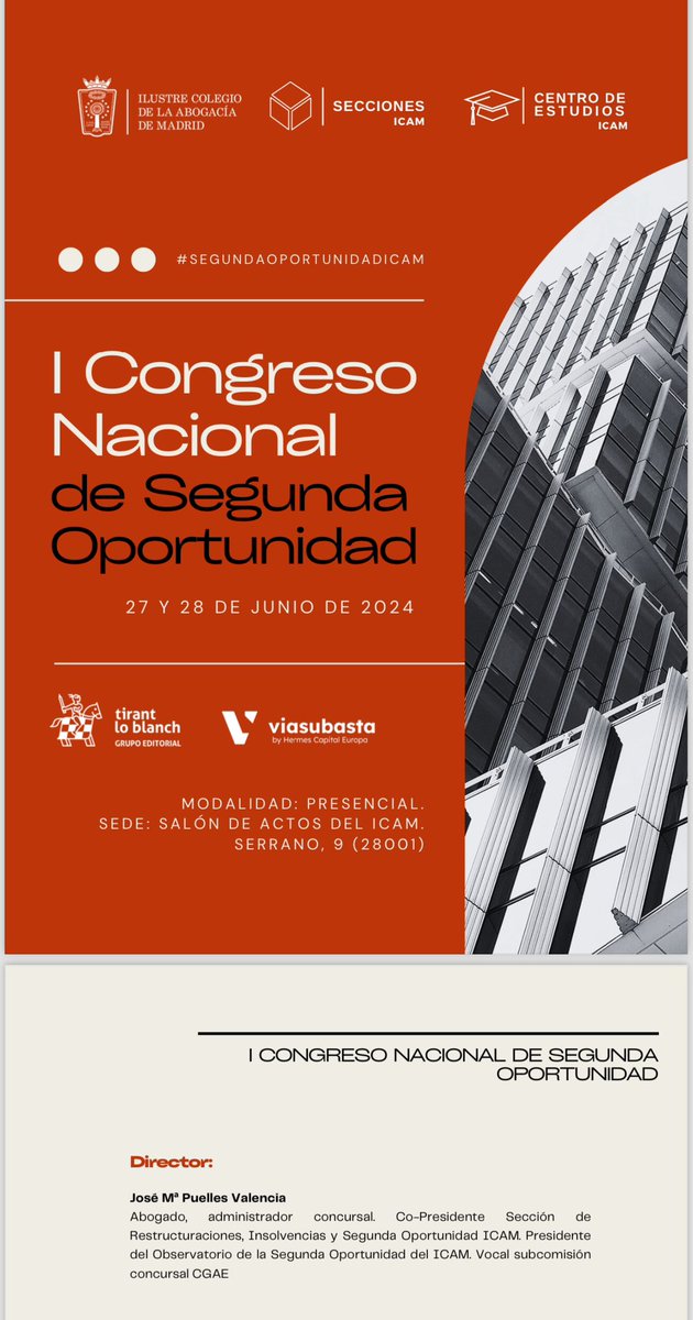 No te pierdas el I Congreso Nacional de Segunda Oportunidad @icam_es @jmpuellesv 27 y 28 junio