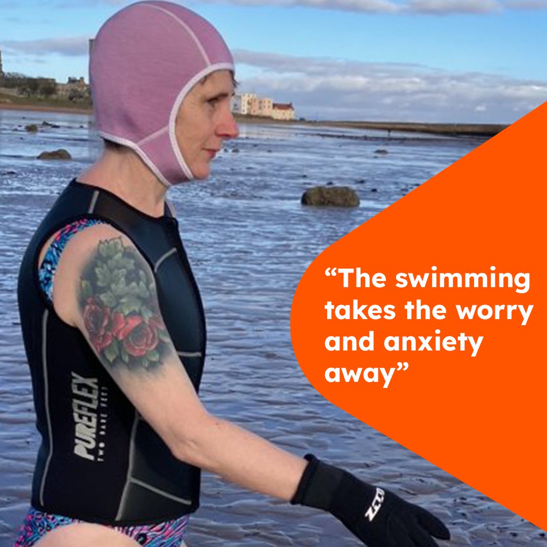 “The swimming takes the worry and anxiety away.” Linda discovered the benefits of sea swimming by accident when she took a dip in the sea one day out of curiosity. She talks about how sea swimming helps calms her anxiety: mssoc.uk/4amSiqO 🏊