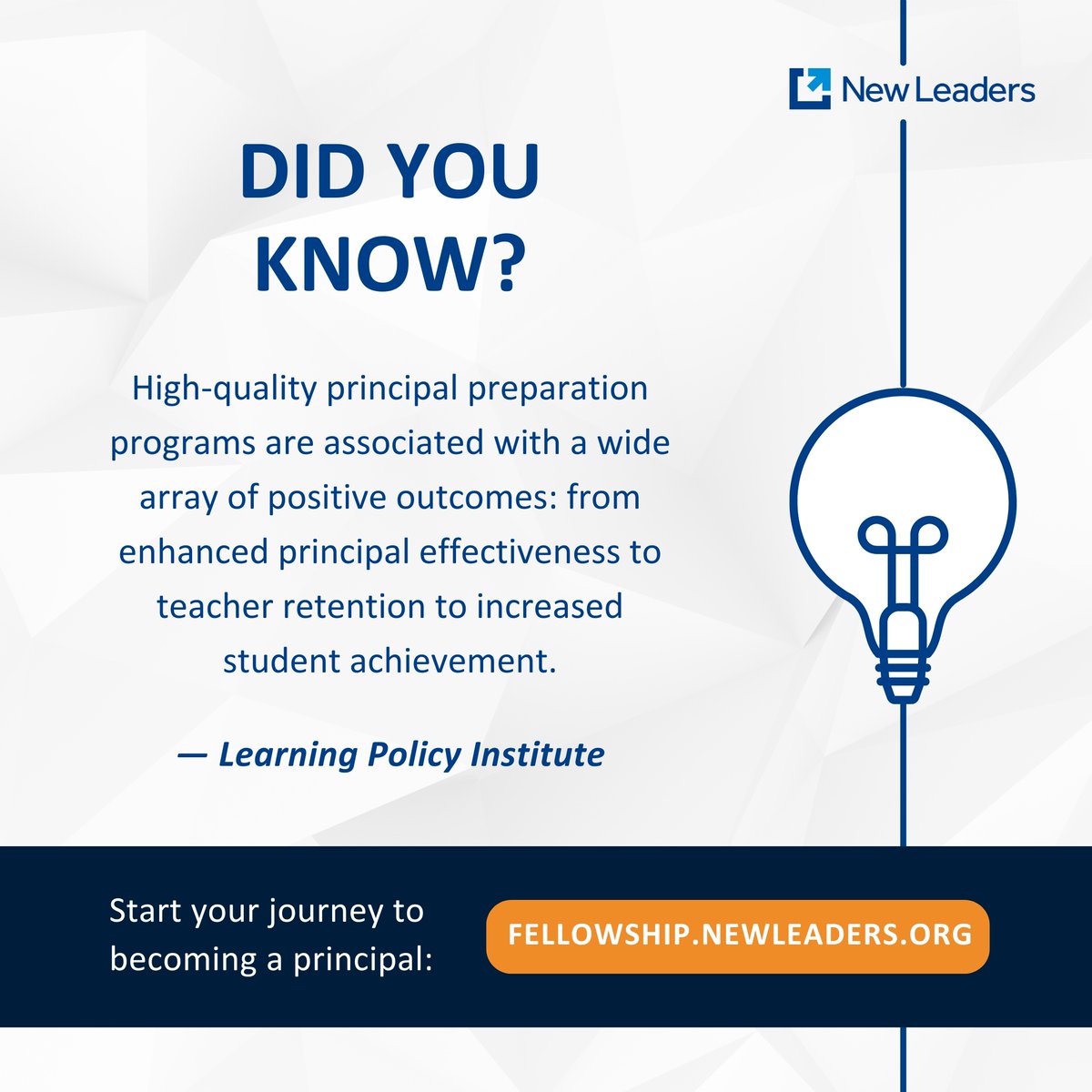 Discover the impact of high-quality principal preparation! Research by @LPI_Learning shows how authentic learning and mentorship shape effective school leadership. Ready to lead? Full scholarships to our Fellowship are available for those who qualify: hubs.ly/Q02wYv_m0