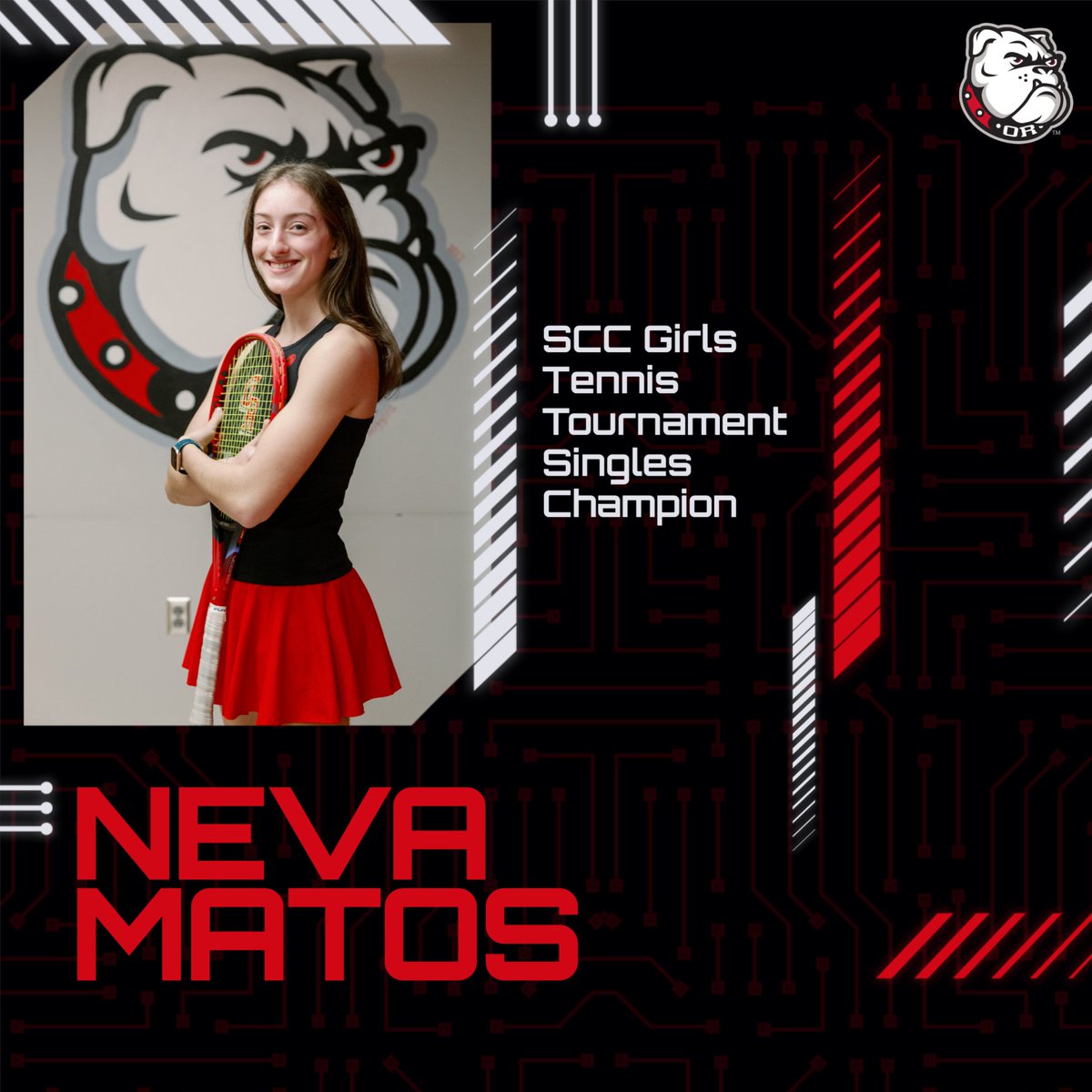 SCC Girls Tennis Tournament Singles Champion: Neva Matos!! Congrats Neva!