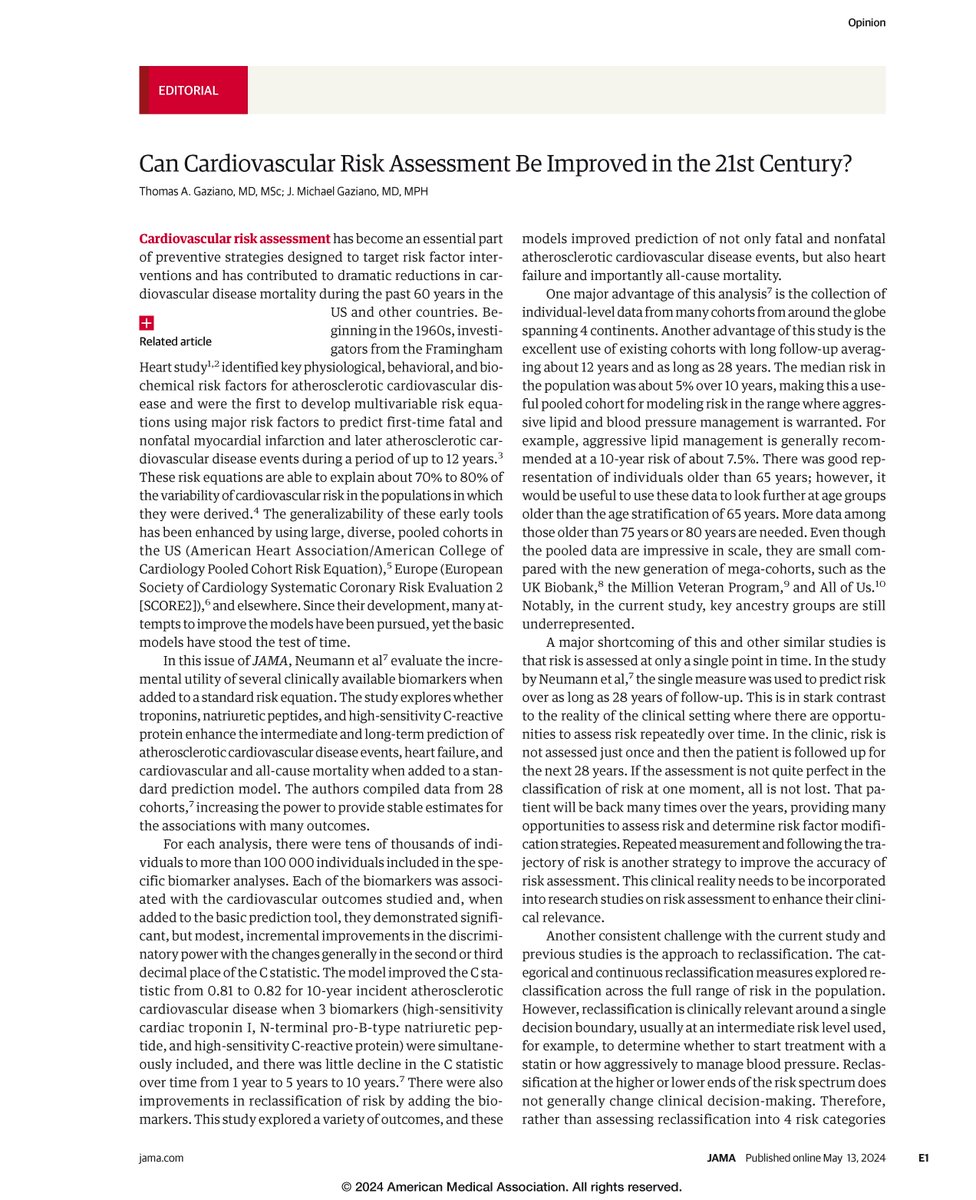 Editorial: Can Cardiovascular Risk Assessment Be Improved in the 21st Century? ja.ma/4dvppvo