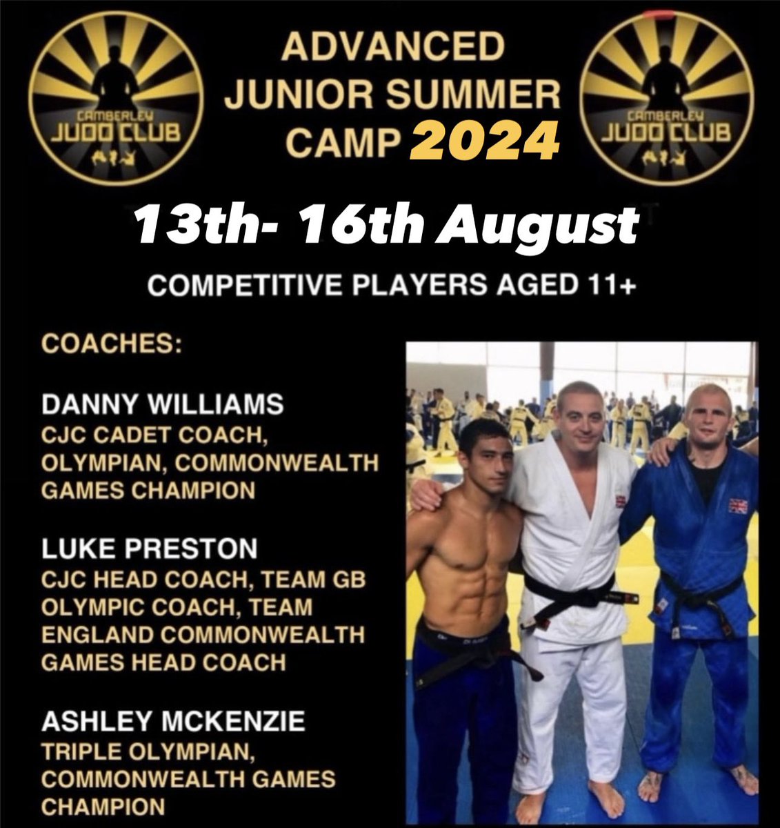 Danny Williams (@dwilliamsjudo) on Twitter photo Residential Summer Camp <a href="/CamberleyJC/">Camberley Judo Club</a>
Places filling up FAST 💨
For full info email:
info@dannywilliamsgbr.com Residential Summer Camp <a href="/CamberleyJC/">Camberley Judo Club</a>
Places filling up FAST 💨
For full info email:
info@dannywilliamsgbr.com