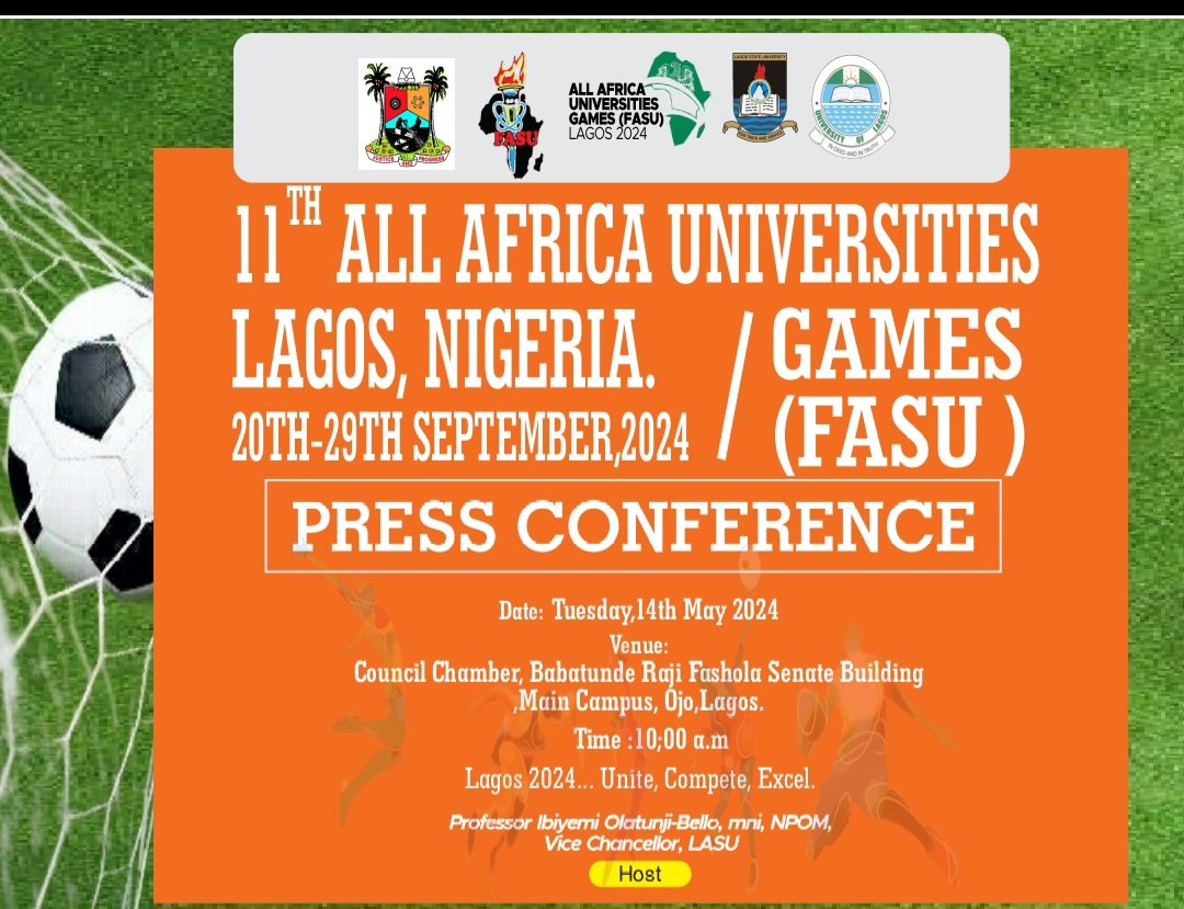LAGOS 2024: LASU VC, PROF. OLATUNJI-BELLO, TO ADDRESS PRESS CONFERENCE ON FASU GAMES, THIS TUESDAY The Vice Chancellor, Prof. Ibiyemi Olatunji-Bello, mni, NPOM, will address a press conference ahead of the Federation of African Universities Sports (FASU) Games to be co-hosted by…