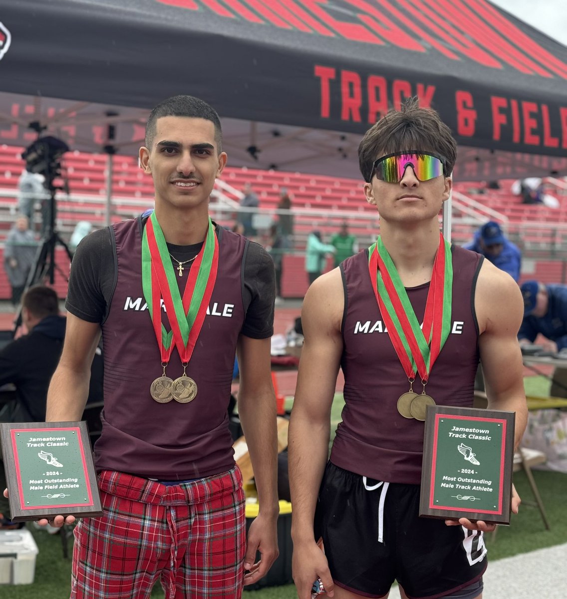 Congrats to our team this past weekend at the Jamestown Invite! Sohel Peran won MVP of the track, Joey Moussa found MVP of the field events. 
<a href="/MaryvaleAthlet1/">Maryvale Athletics</a>