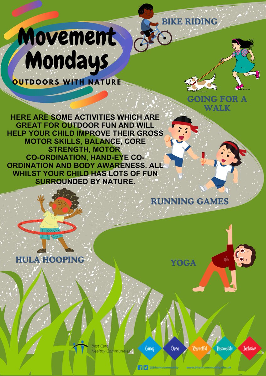 MOVEMENT MONDAYS: Here are some outdoor physical activities which will help you build your gross motor skills, balance, core strength, motor co-ordination and body awareness.