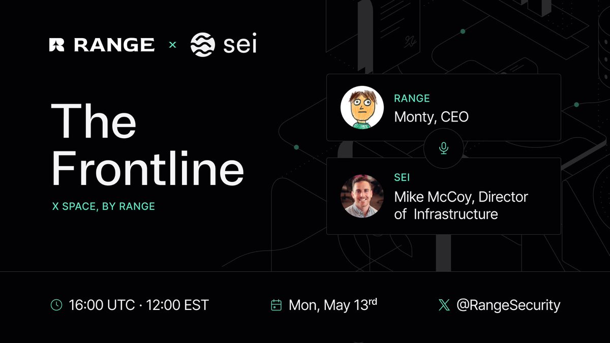 Join us at Noon EST for another episode of The Frontline - your go-to space for discussions on security and crypto. 🚀 Today, we’ve got an exclusive scoop from @emceecoy_ , Director of Infrastructure at @SeiNetwork