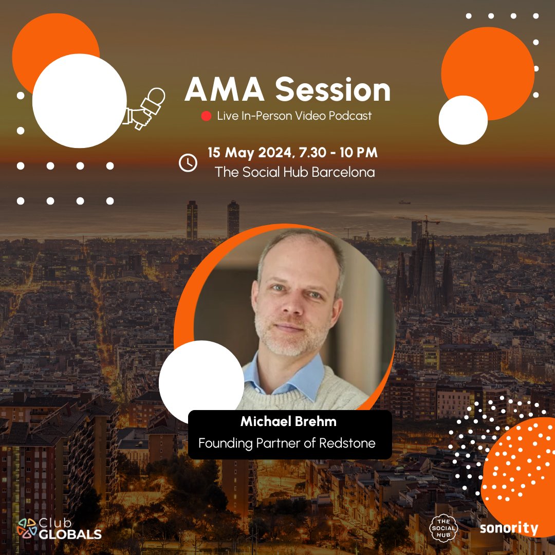 Join our AMA with Michael Brehm, Founding Partner at Redstone! Gain insights, ask questions, and network with tech leaders. 🚀

📅 15-05-2024
🕑 7:30-10 PM
📍 The Social Hub, Barcelona

Last 10 tickets! 🎟 #AMA #ClubGLOBALS