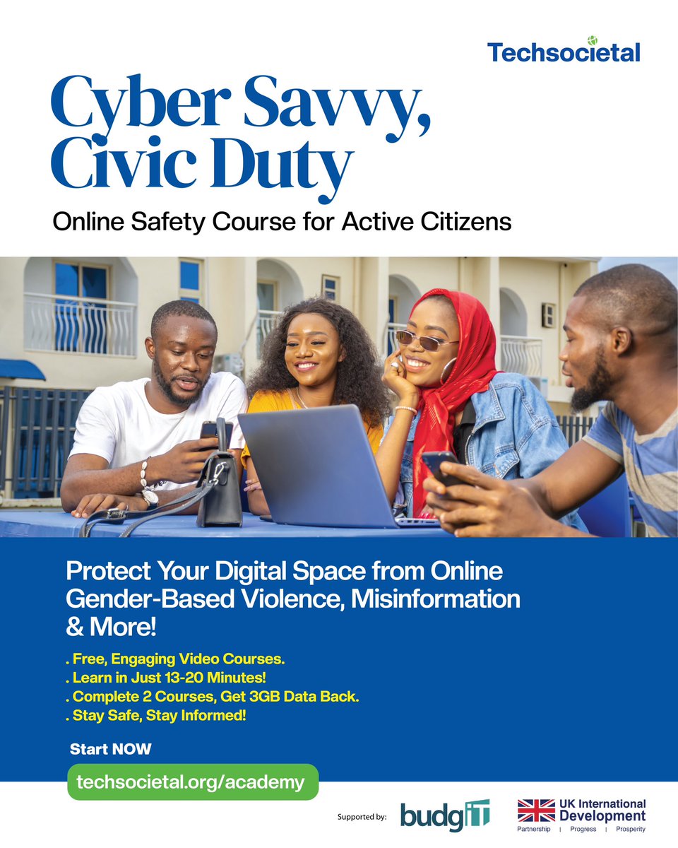 🗣️ Introducing Cyber Savvy, Civic Duty! An online safety course for #ActiveCitizens Take our FREE video courses on Online Safety for Citizens & earn a certificate when you complete a course. Arm yourself with the skills to be a savvy digital citizen 👉: techsocietal.org/academy