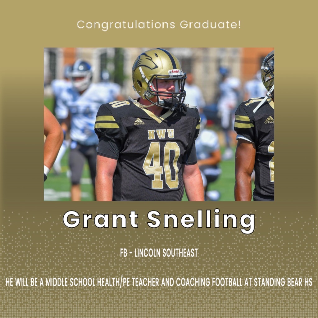Grant will be a middle school Health / PE Teacher while coaching football at Standing Bear HS. Grant was a FB and is originally from Lincoln Southeast (NE). Thank you, Grant!