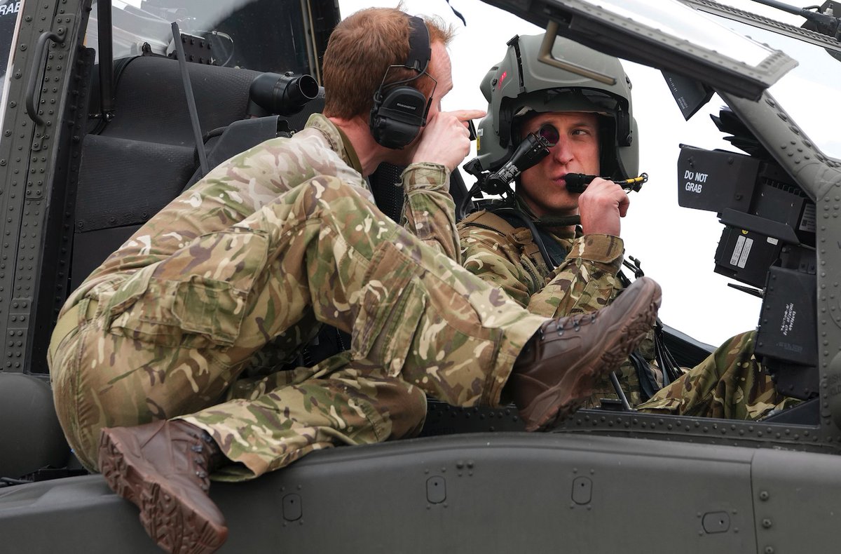 Prince William, Prince of Wales, sits in an Apache helicopter at the Army Aviation Centre in Middle Wallop - in Stockbridge, Hampshire.📸@GettyImages