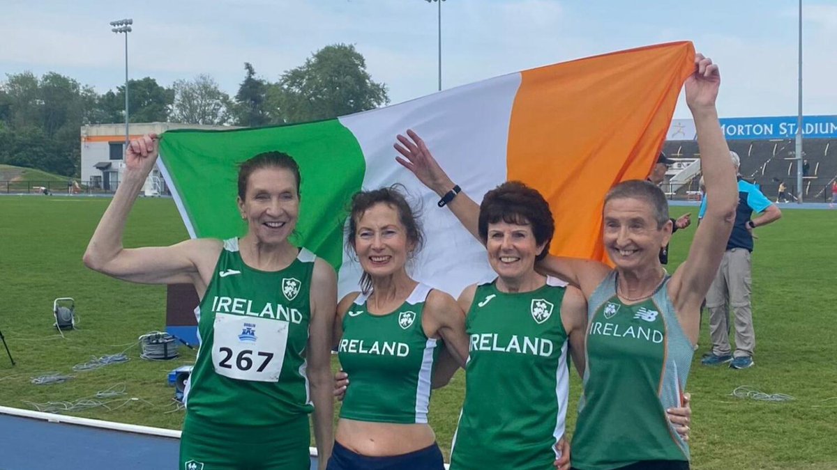 Congratulations to Pauline Moran and Mary Browne of Mayo AC who lead Ireland to brilliant new world record breaking the world W65 4 x 800m relay record time of 14:49, held by USA since 2022. The event was held in Santry on Sunday con-telegraph.ie/2024/05/12/may…