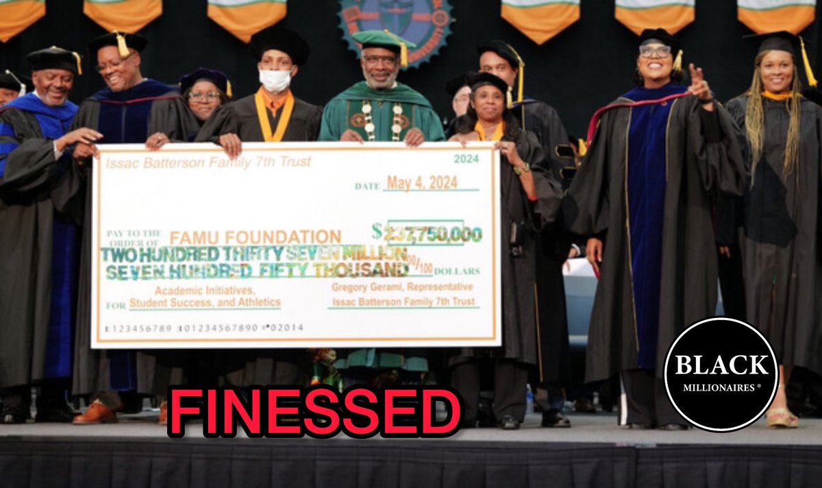 The HBCU FAMU received a $237 million stock donation from a 30-year-old entrepreneur, Gregory Gerani who claimed to be a trustee of a multi-million fortune. It was all finesse for Greg to get positive publicity and to become a commencement speaker. The stocks are worthless.
