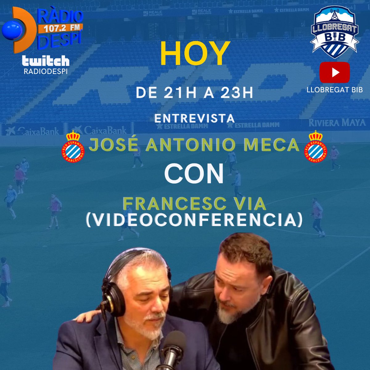 #llobrelovers hoy nos visita Francesc Via por videollamada. El comunicador líder de <a href="/lagradaonline/">LA GRADA</a> nos contará como ve al #rcde para los últimos partidos que quedan y si cree en el ascenso, aunque toque por play-off. Hoy, a las 21 horas. No te lo pierdas... 😏⚪🔵🍻🍻