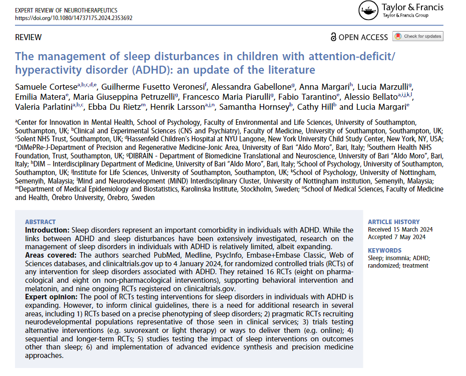 CorteseSamuele's tweet photo. Our new paper on #ADHD and #sleep: 

https://t.co/n2CCADd3Ag https://t.co/0CVSl1Q2ra