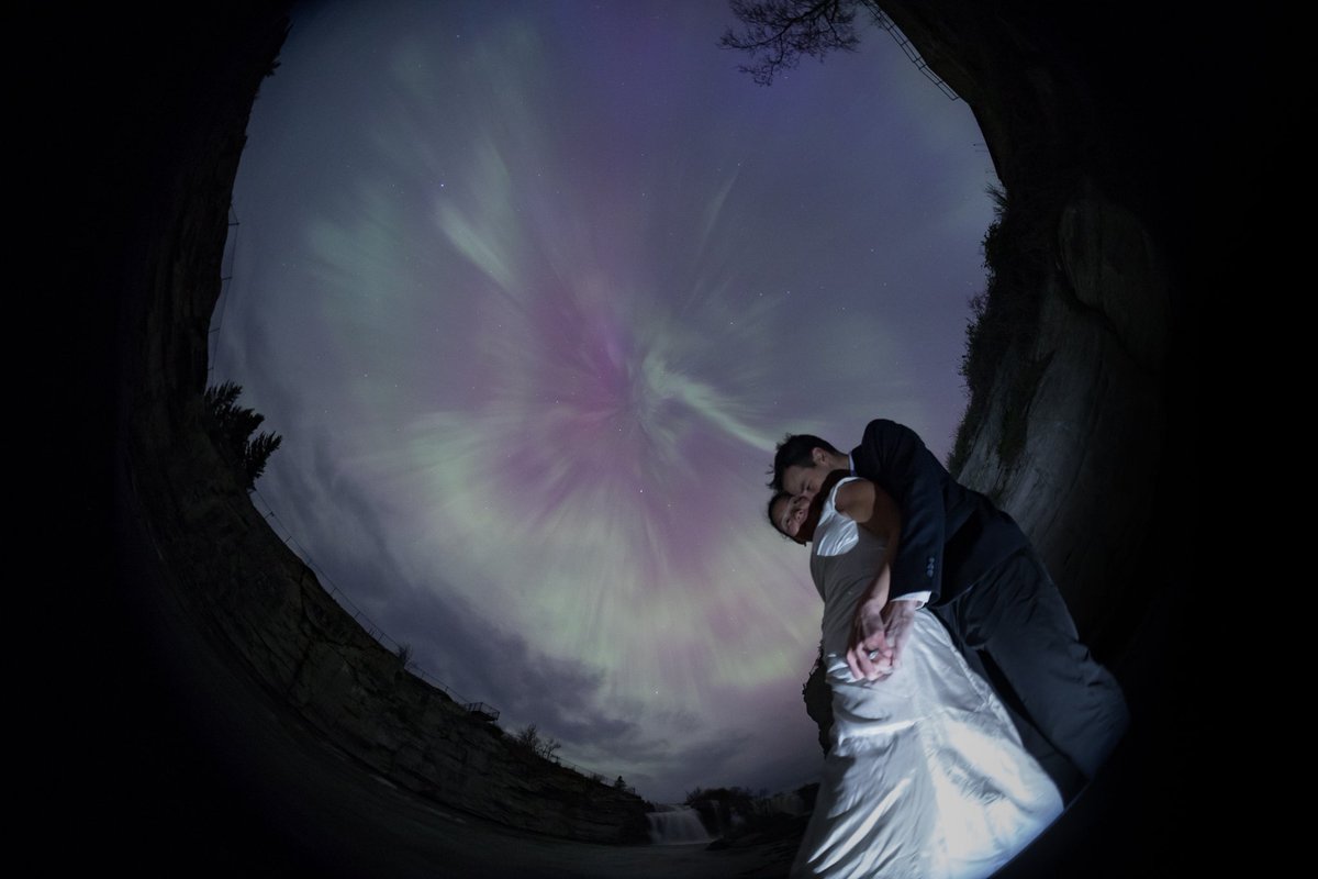 2024-05-11 Our first pre wedding photoshoot under G4-G5 Aurora #prewedding @AlbertaAurora @AuroraNotify @TamithaSkov @weathernetwork @CalgaryRASC @rasc @StormHour @TravelAlberta @TweetAurora @KMacTWN #waterfalls #burmistree @CanonCanada