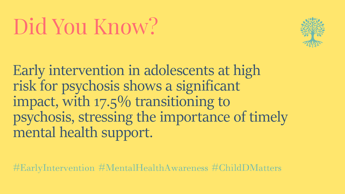 Early intervention in adolescents at high risk for psychosis shows a significant impact, with 17.5% transitioning to psychosis, stressing the importance of timely mental health support. #EarlyIntervention #MentalHealthAwareness #ChildDMatters 1/5