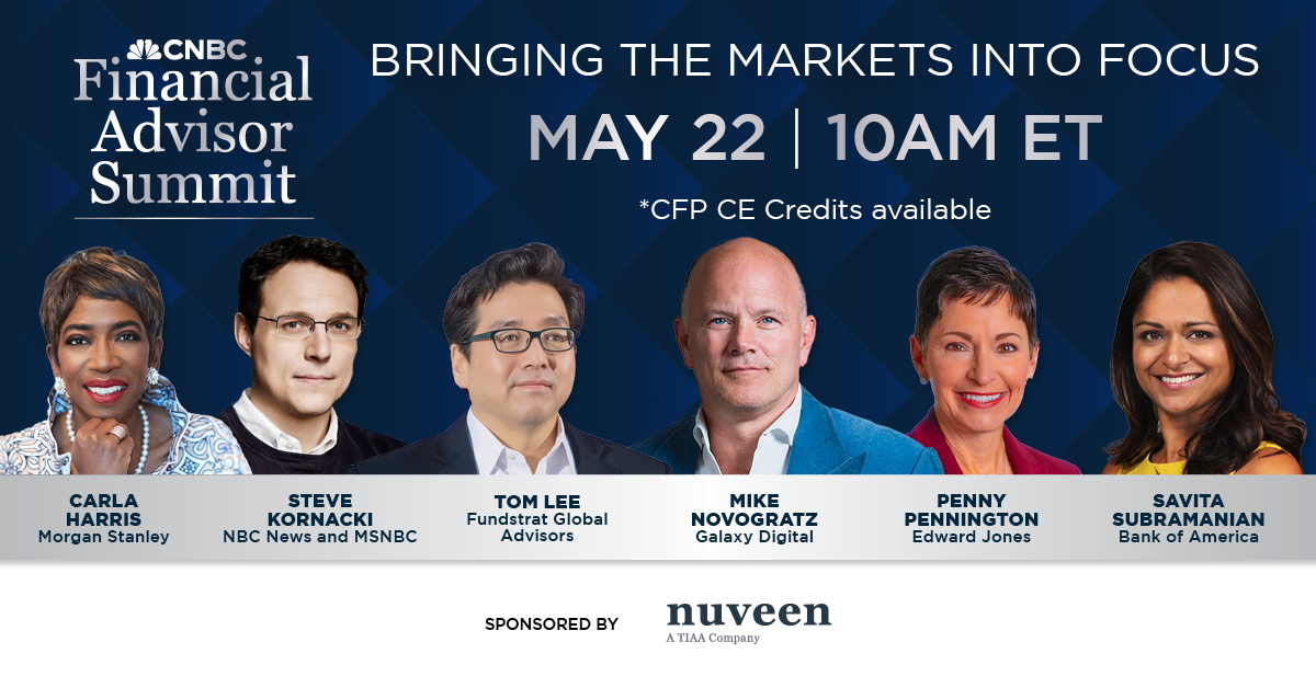 NEXT WEEK 👉 Don't miss the #CNBCFA Summit where market experts, economists, and top investors weigh in on the current markets and share what advisors need to know to position their clients for the best possible outcomes. Learn more and JOIN US 🎟️: bit.ly/4aMggwj