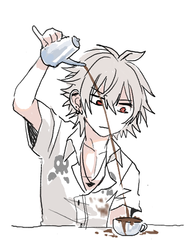 nagisa kaworu solo simple background shirt white background 1boy red eyes white shirt  illustration images